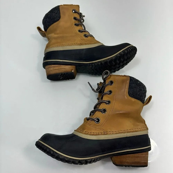 Sorel Slimpack II‎ Tan Leather Rubber Lace Up Waterproof Winter Boots Size 7 - Picture 7 of 13